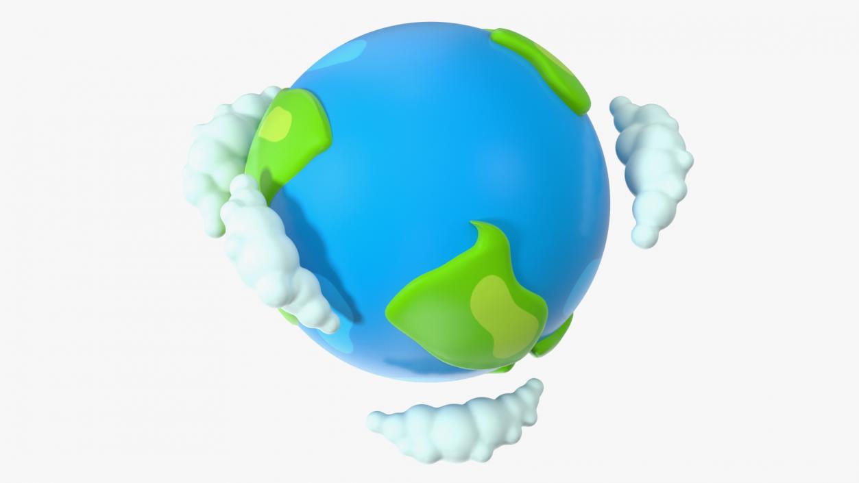 Cartoon Planet Earth with Clouds 3D