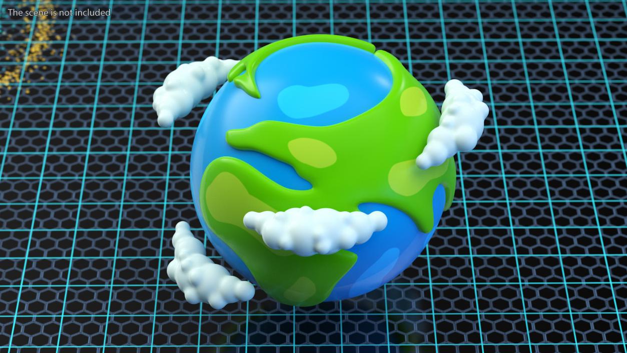 Cartoon Planet Earth with Clouds 3D