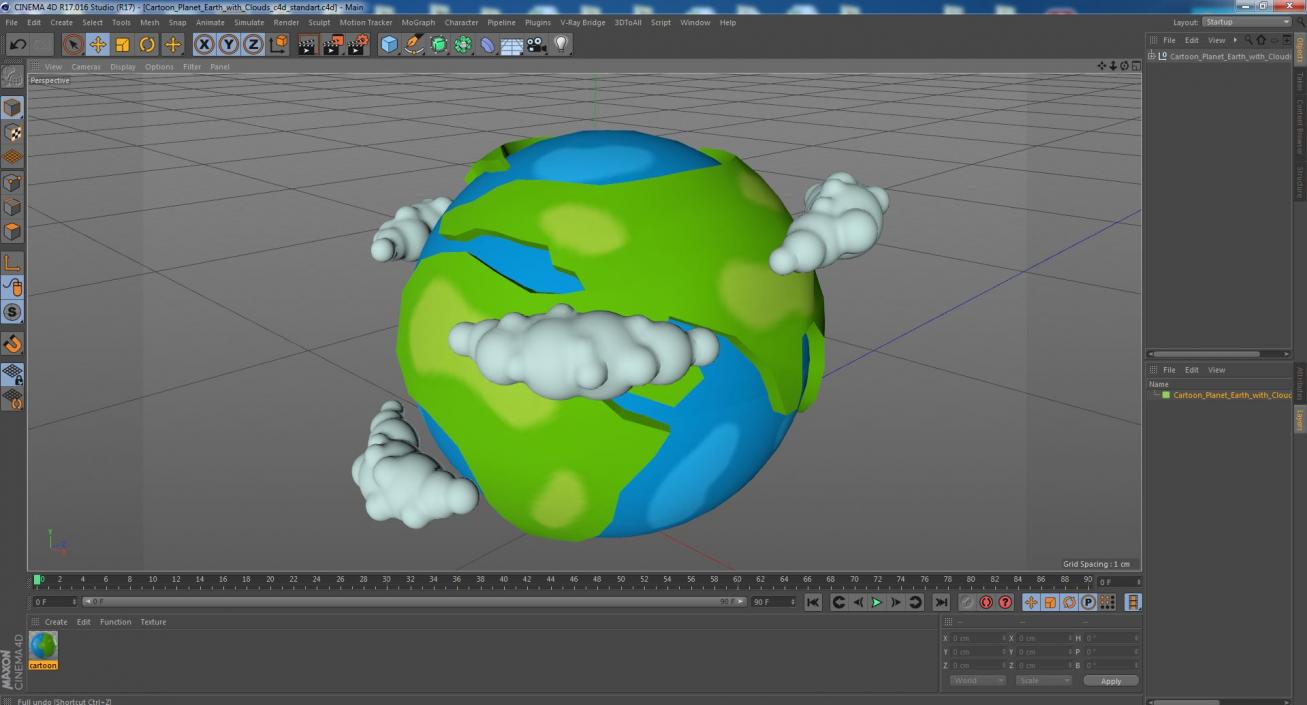 Cartoon Planet Earth with Clouds 3D