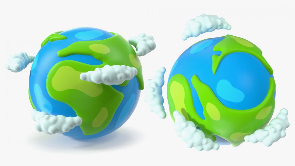 Cartoon Planet Earth with Clouds 3D