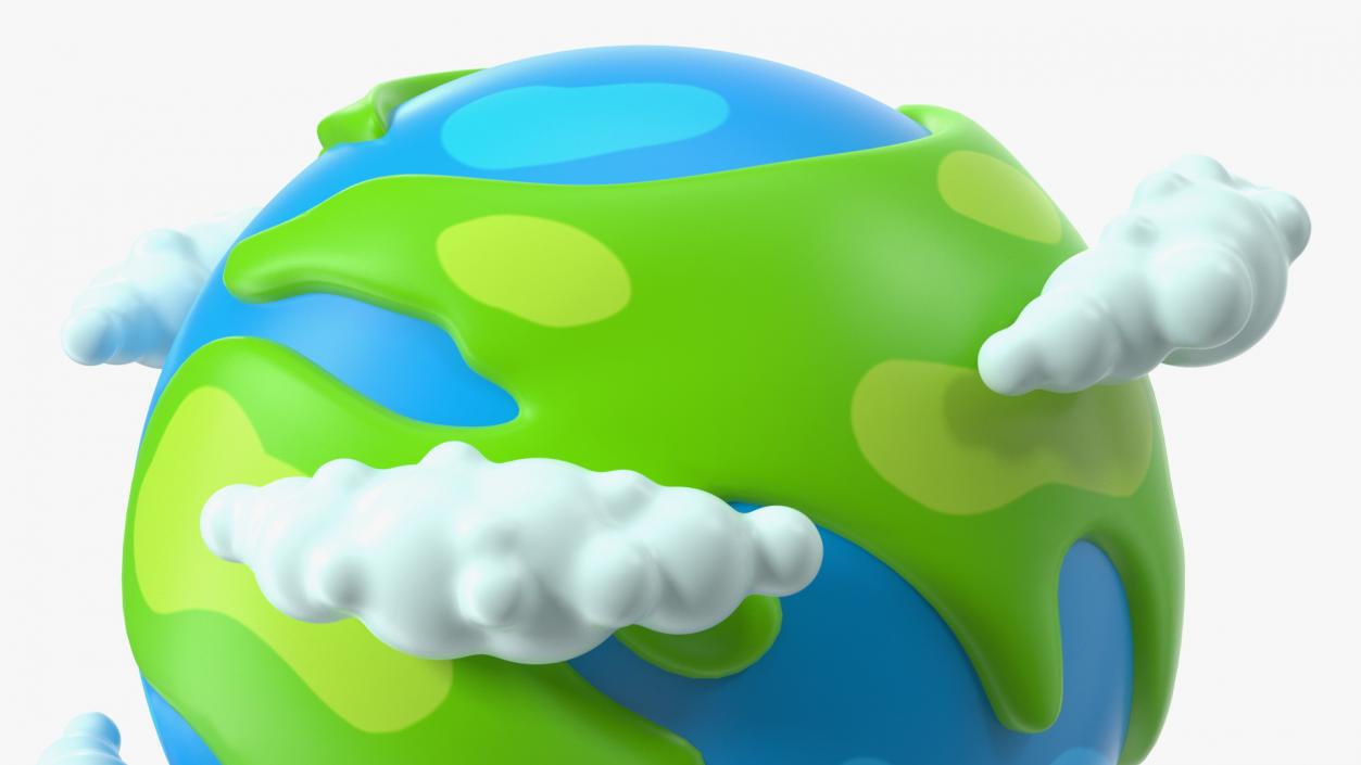 Cartoon Planet Earth with Clouds 3D