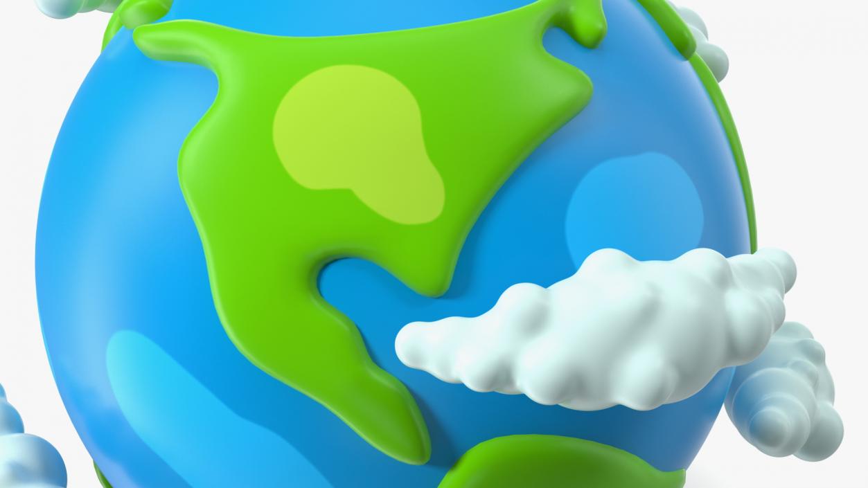 Cartoon Planet Earth with Clouds 3D