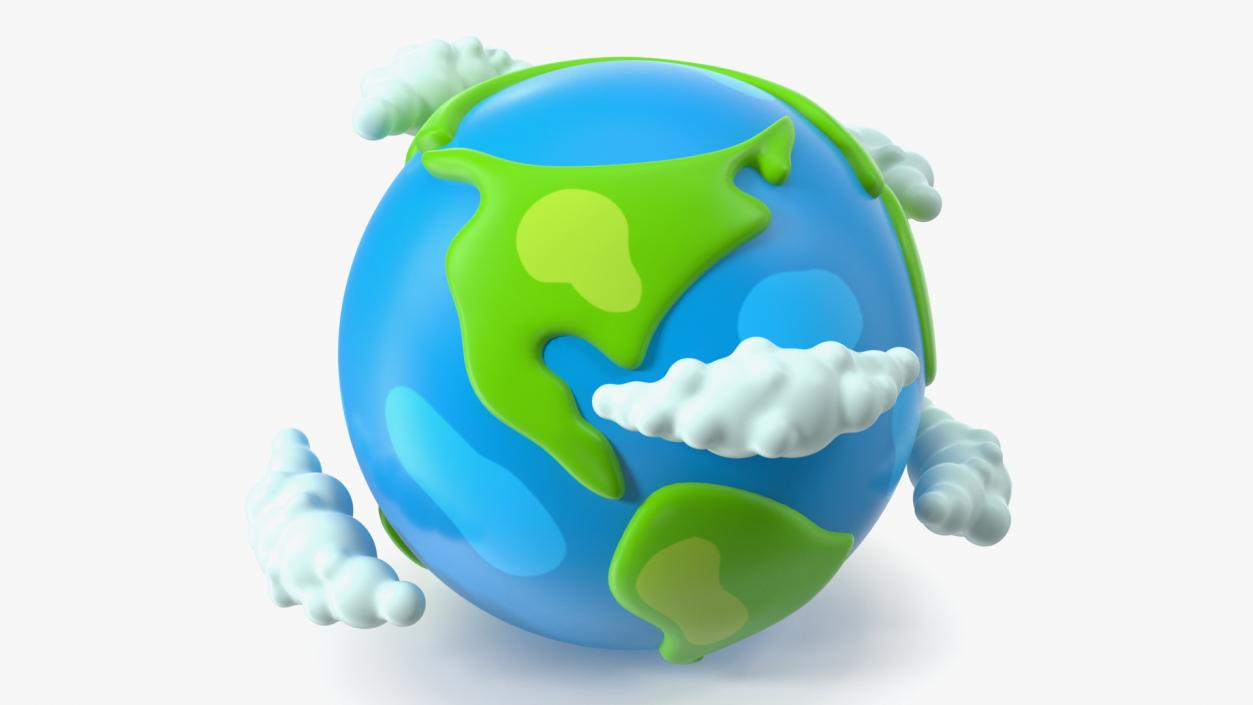 Cartoon Planet Earth with Clouds 3D