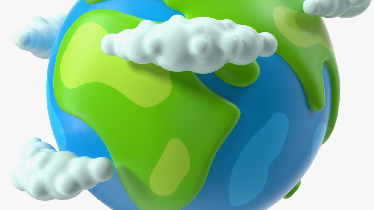 Cartoon Planet Earth with Clouds 3D