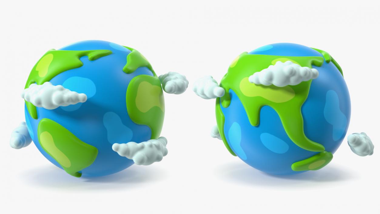 Cartoon Planet Earth with Clouds 3D