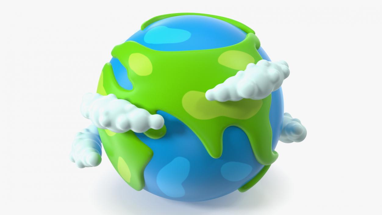 Cartoon Planet Earth with Clouds 3D