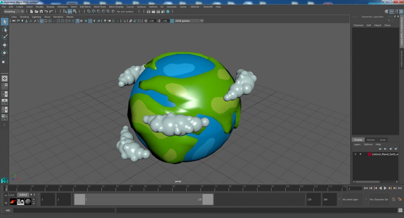 Cartoon Planet Earth with Clouds 3D