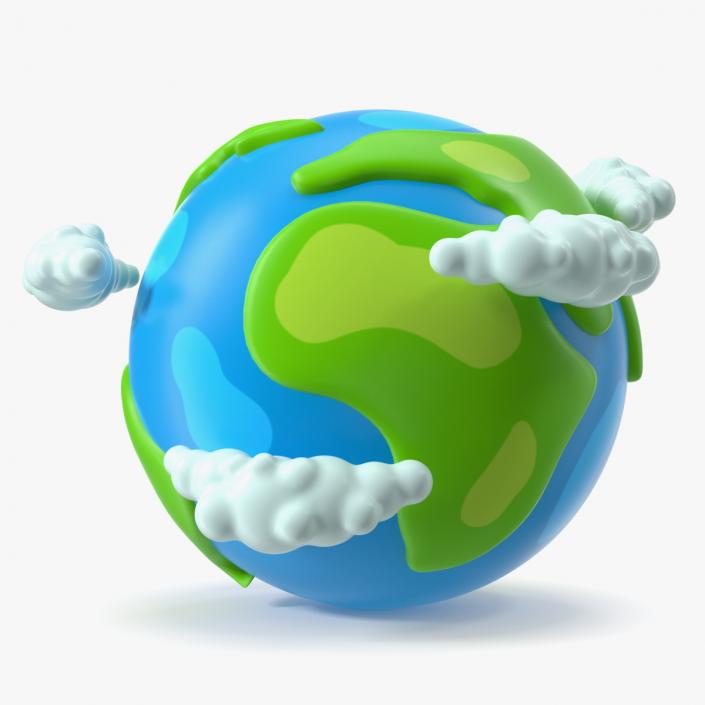 Cartoon Planet Earth with Clouds 3D