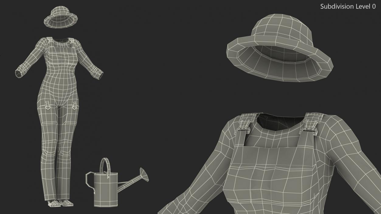 Gardening Outfit with Watering Can 3D model