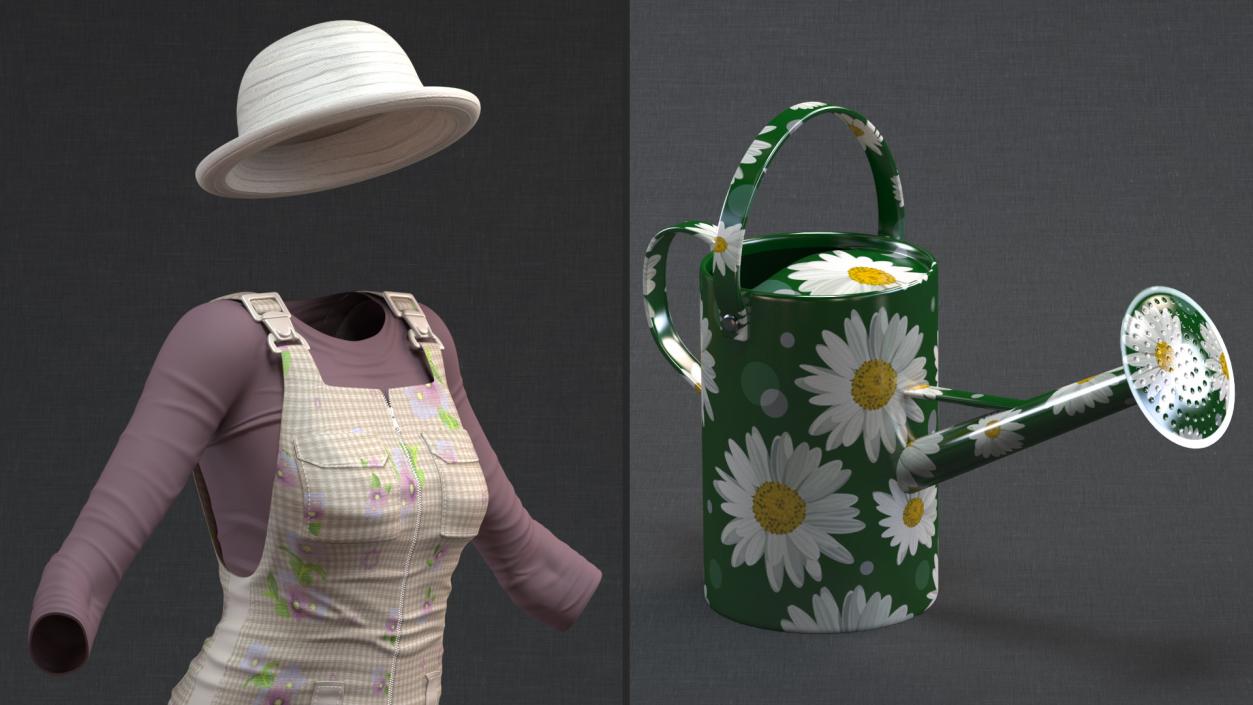 Gardening Outfit with Watering Can 3D model