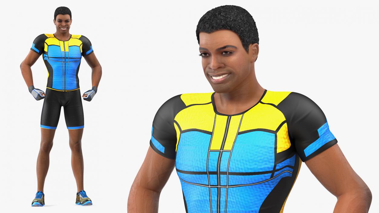 Light Skin Black Sportsmen Flexing 3D model