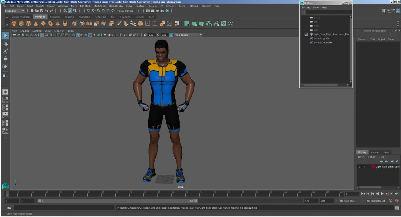 Light Skin Black Sportsmen Flexing 3D model