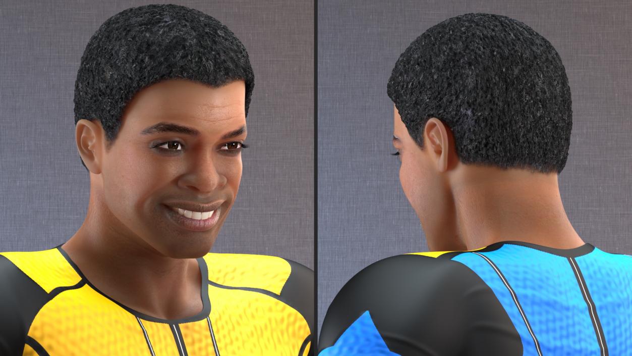 Light Skin Black Sportsmen Flexing 3D model