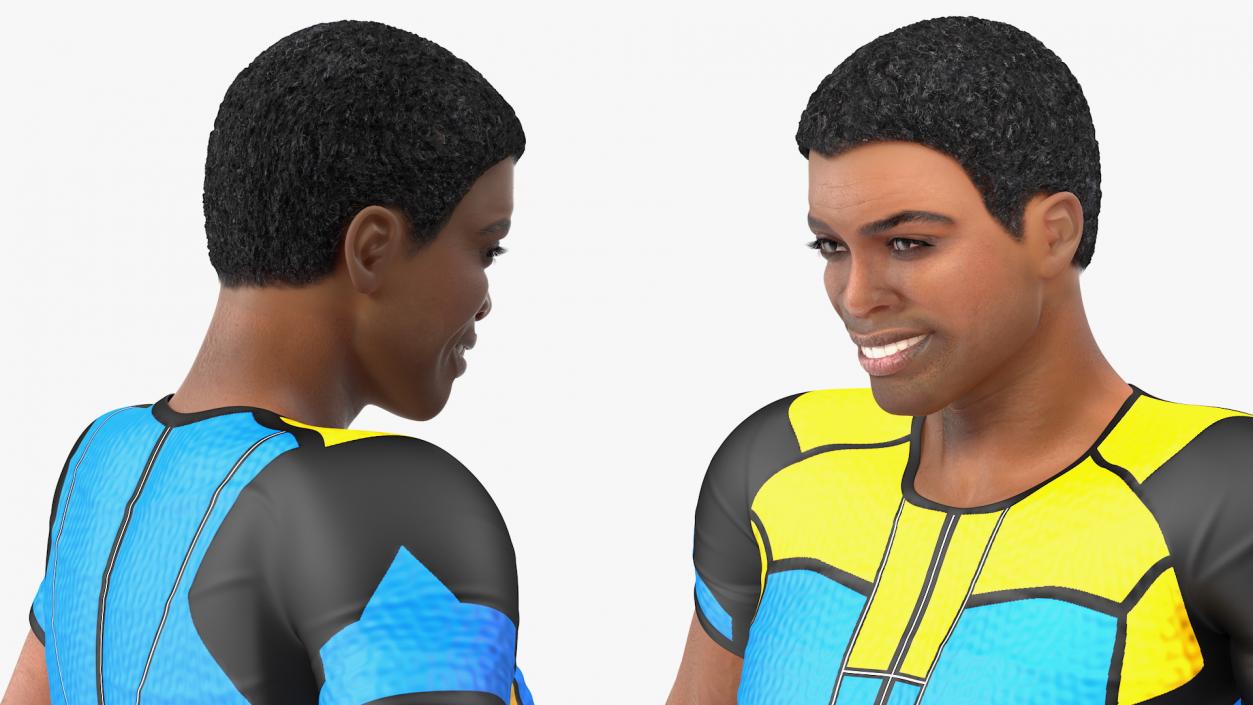 Light Skin Black Sportsmen Flexing 3D model