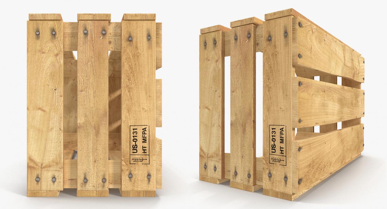 Wooden and Plastic Fruit Crates Collection 2 3D model