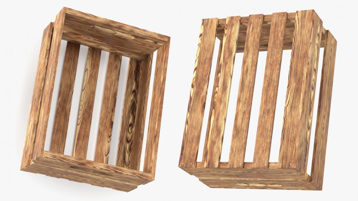 Wooden and Plastic Fruit Crates Collection 2 3D model