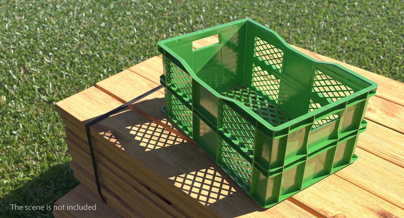 Wooden and Plastic Fruit Crates Collection 2 3D model