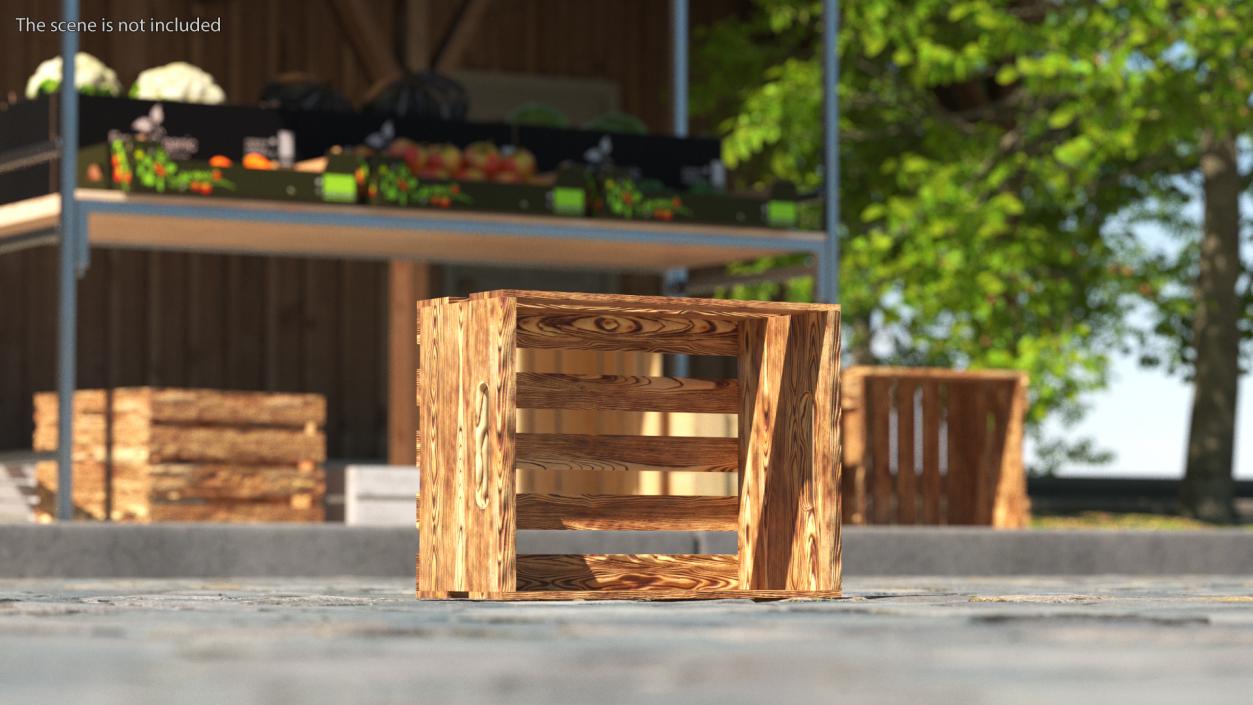 Wooden and Plastic Fruit Crates Collection 2 3D model