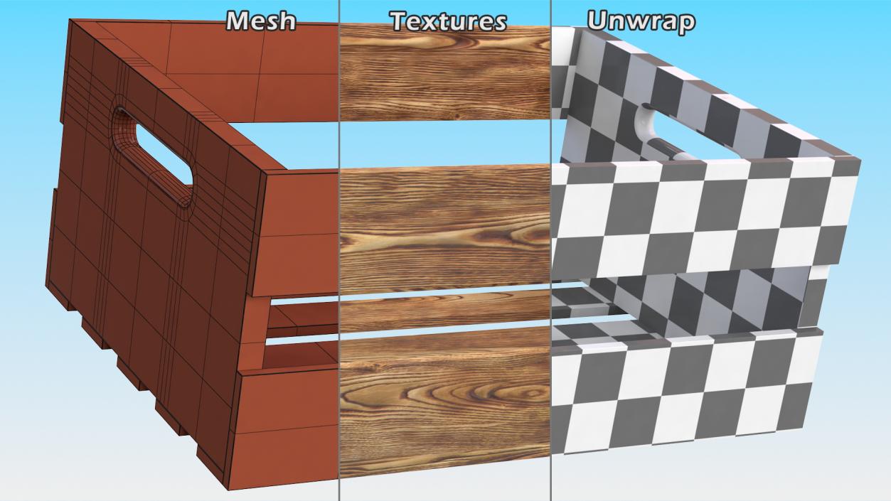 Wooden and Plastic Fruit Crates Collection 2 3D model