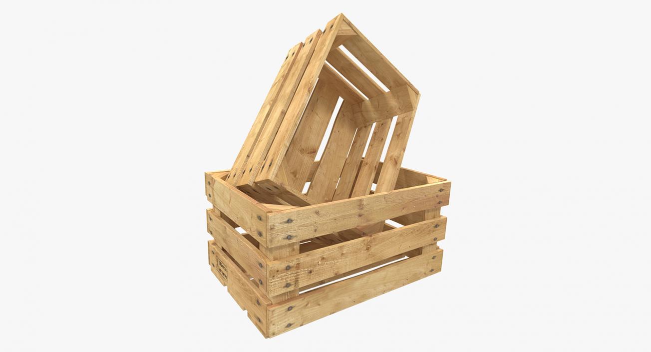 Wooden and Plastic Fruit Crates Collection 2 3D model