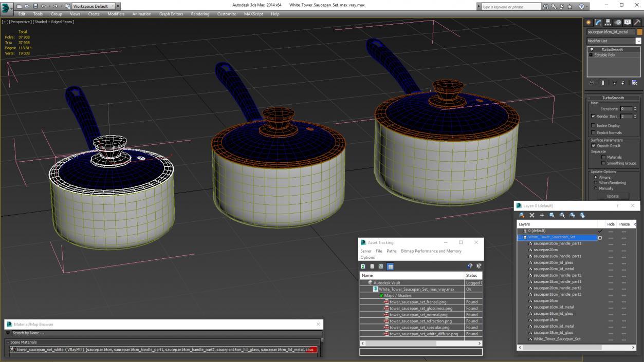 White Tower Saucepan Set 3D model