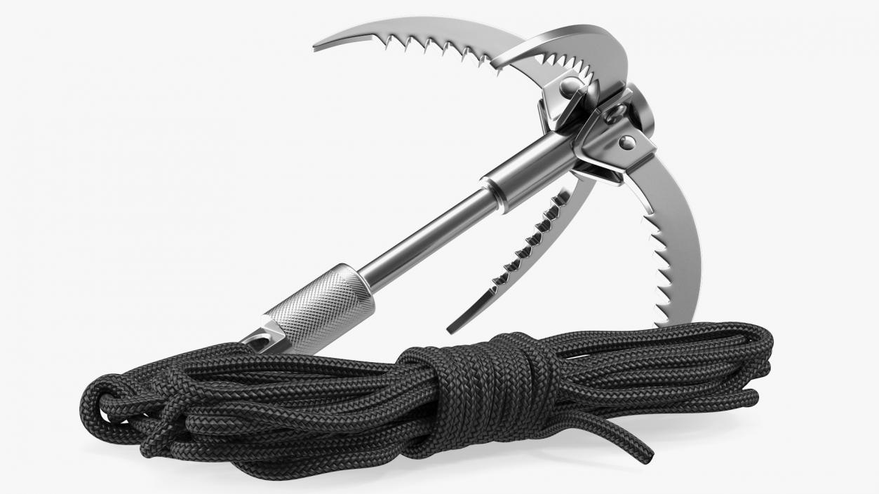 3D Folding Climbing Grappling Hook with Rope