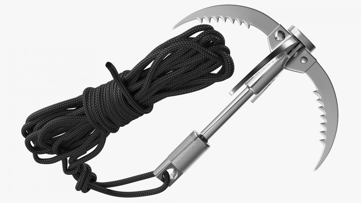 3D Folding Climbing Grappling Hook with Rope