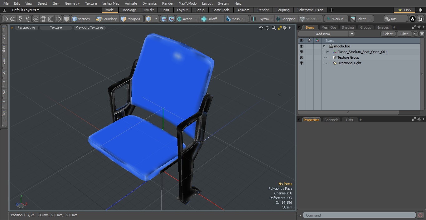 3D model Plastic Stadium Seat Open