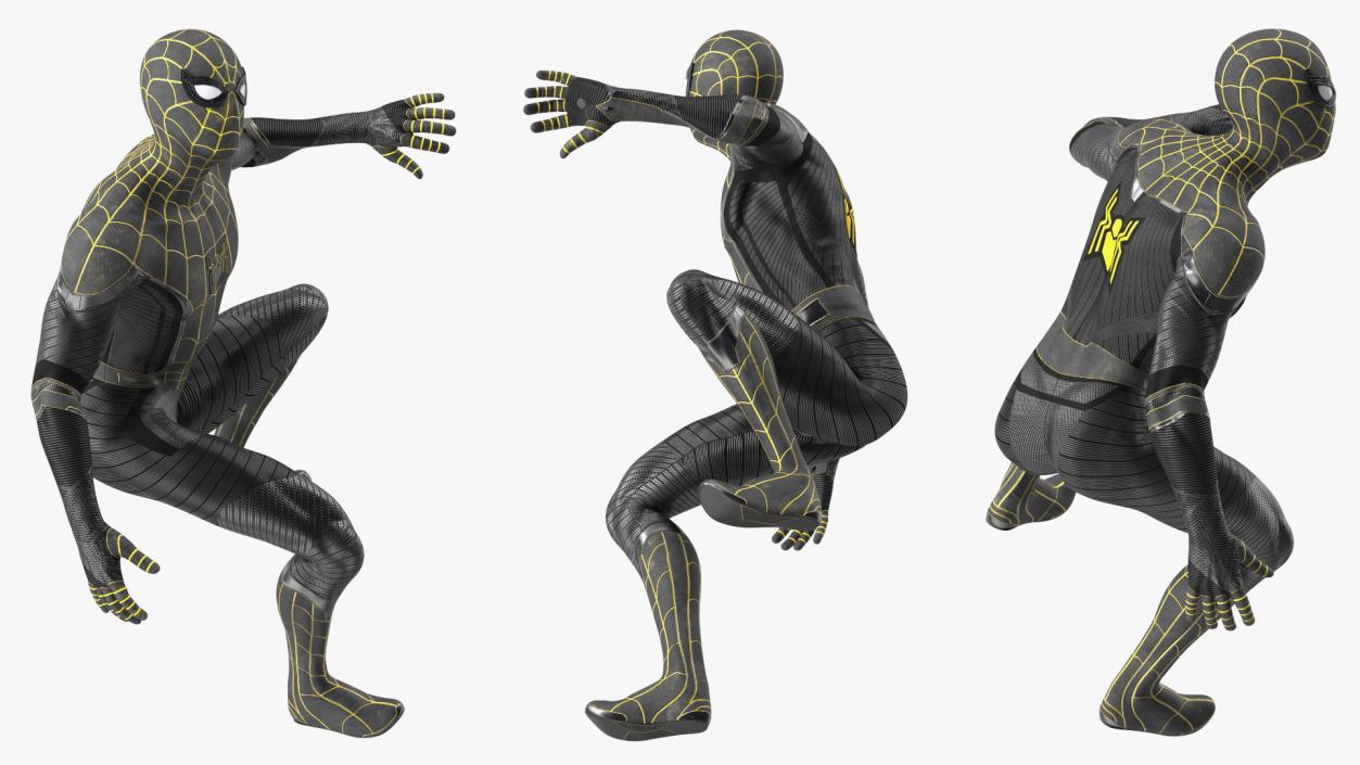 Spiderman Black Suit Attached Wall 3D model