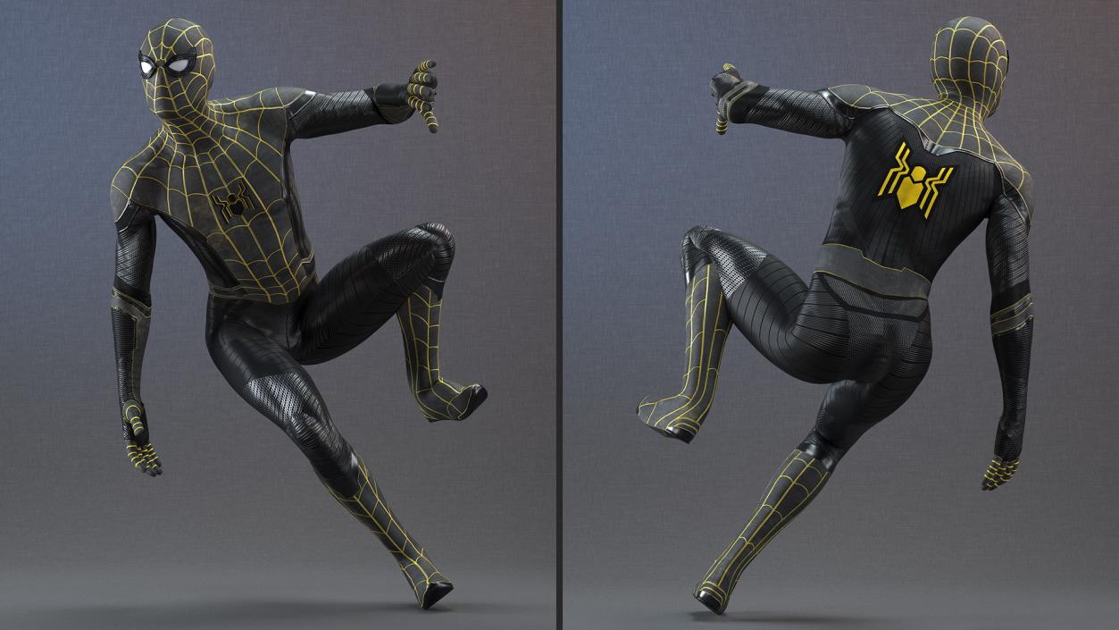 Spiderman Black Suit Attached Wall 3D model