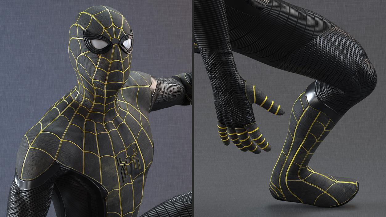 Spiderman Black Suit Attached Wall 3D model