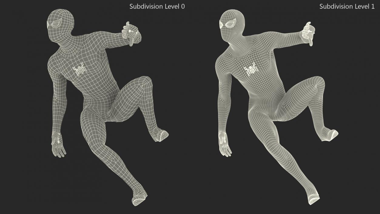 Spiderman Black Suit Attached Wall 3D model