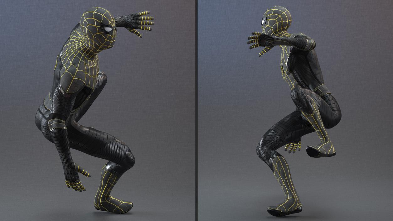 Spiderman Black Suit Attached Wall 3D model