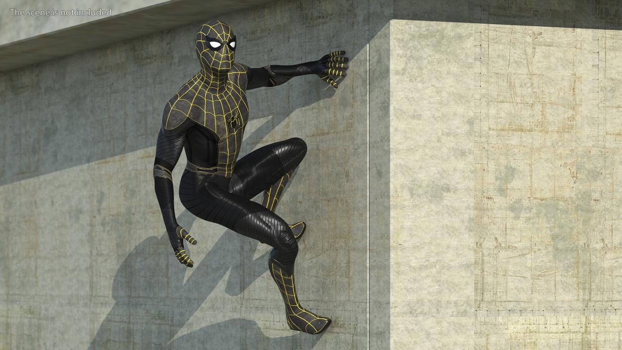 Spiderman Black Suit Attached Wall 3D model