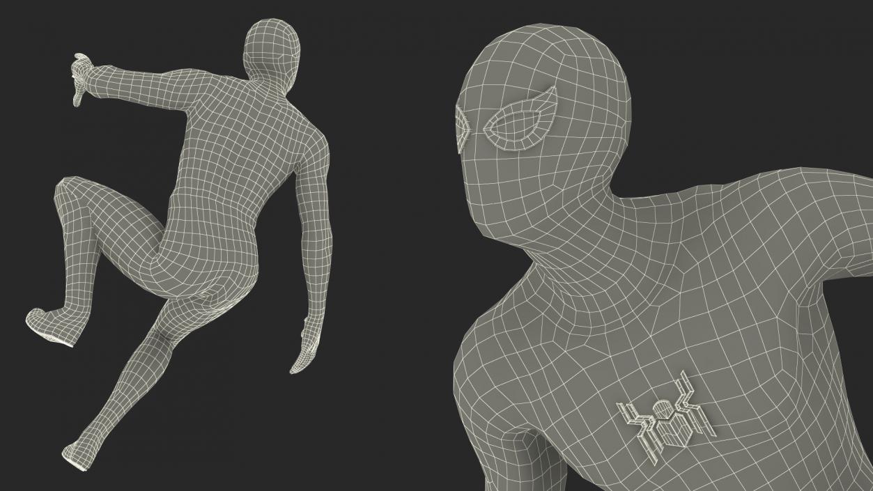 Spiderman Black Suit Attached Wall 3D model