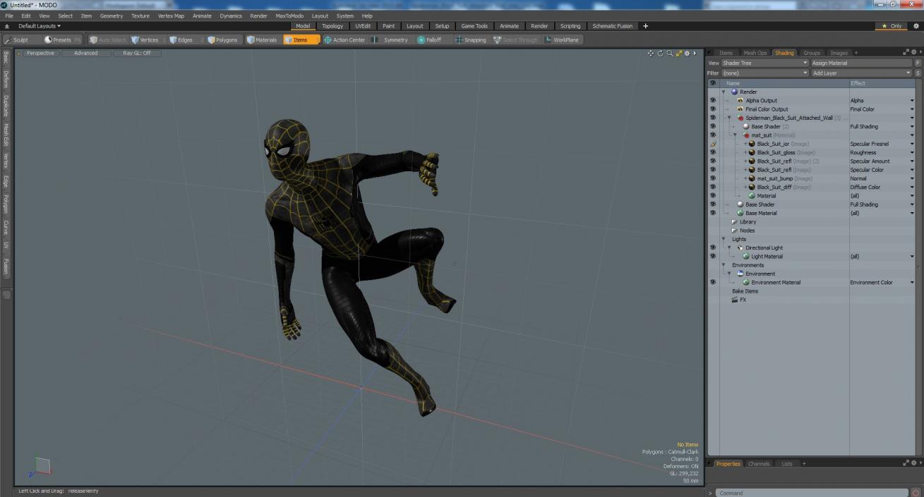 Spiderman Black Suit Attached Wall 3D model