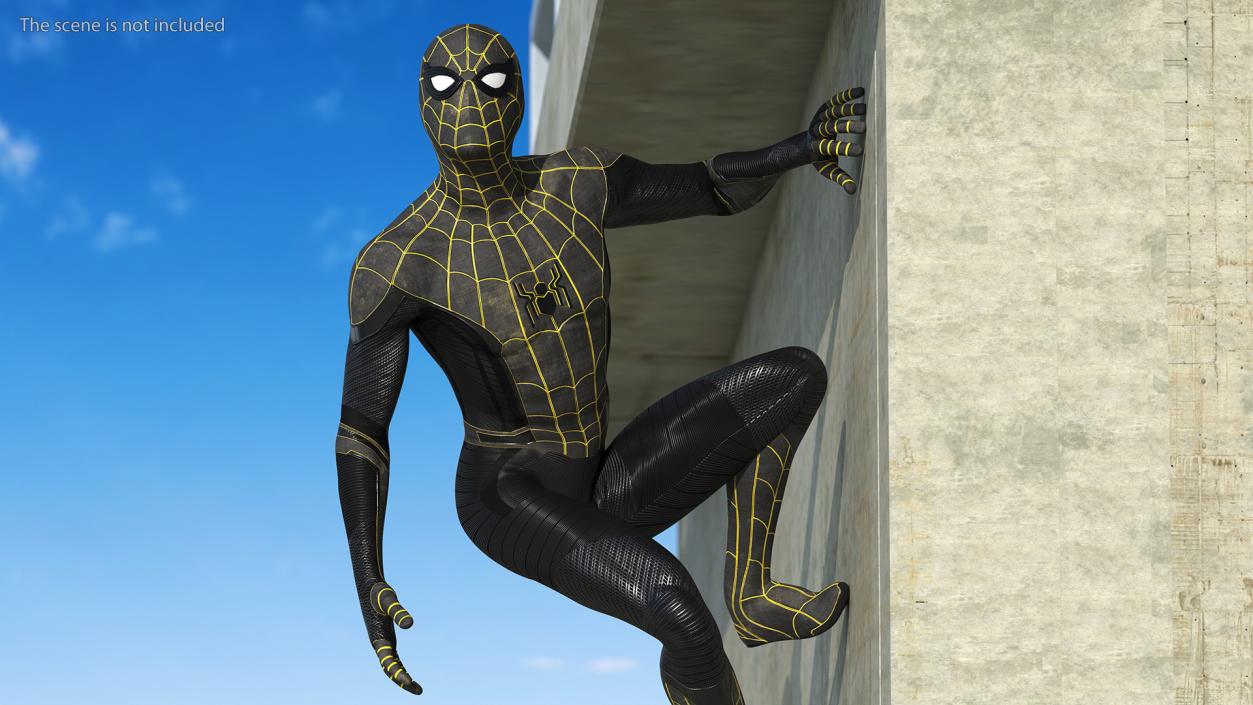 Spiderman Black Suit Attached Wall 3D model