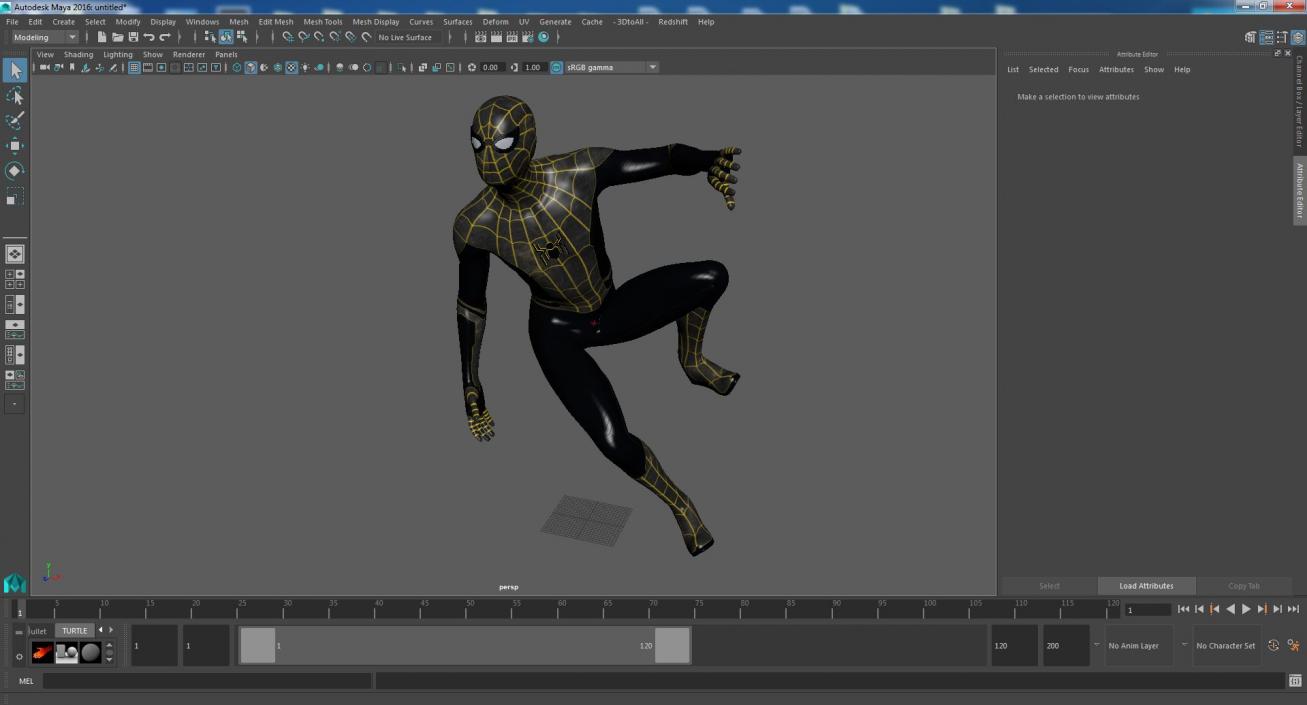 Spiderman Black Suit Attached Wall 3D model