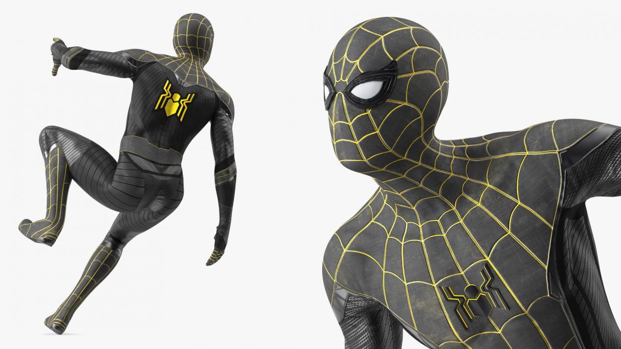 Spiderman Black Suit Attached Wall 3D model