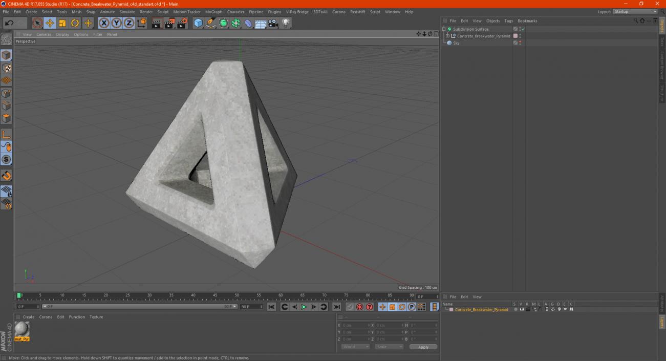 Concrete Breakwater Pyramid 3D