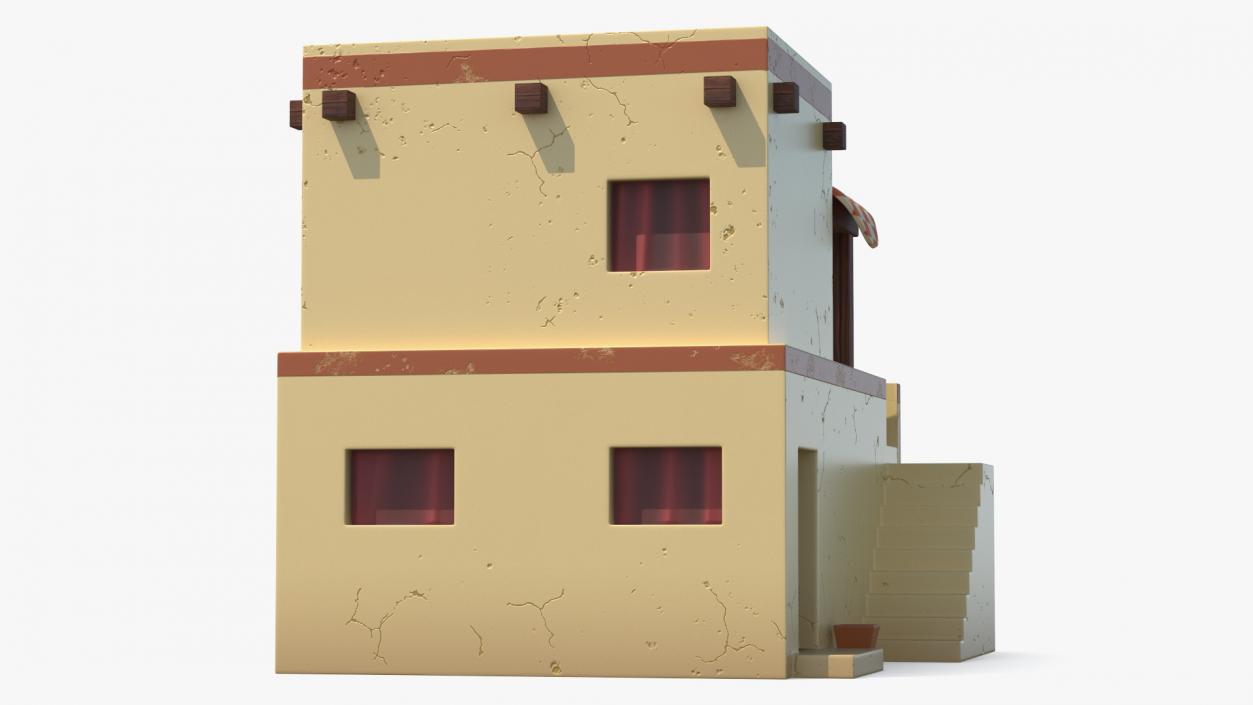 Stylized Arabian House Building with Terrace 3D model