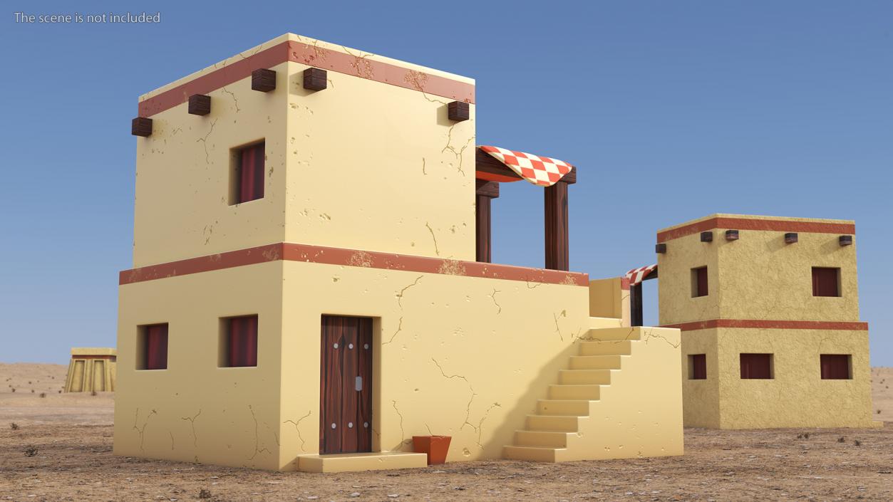 Stylized Arabian House Building with Terrace 3D model