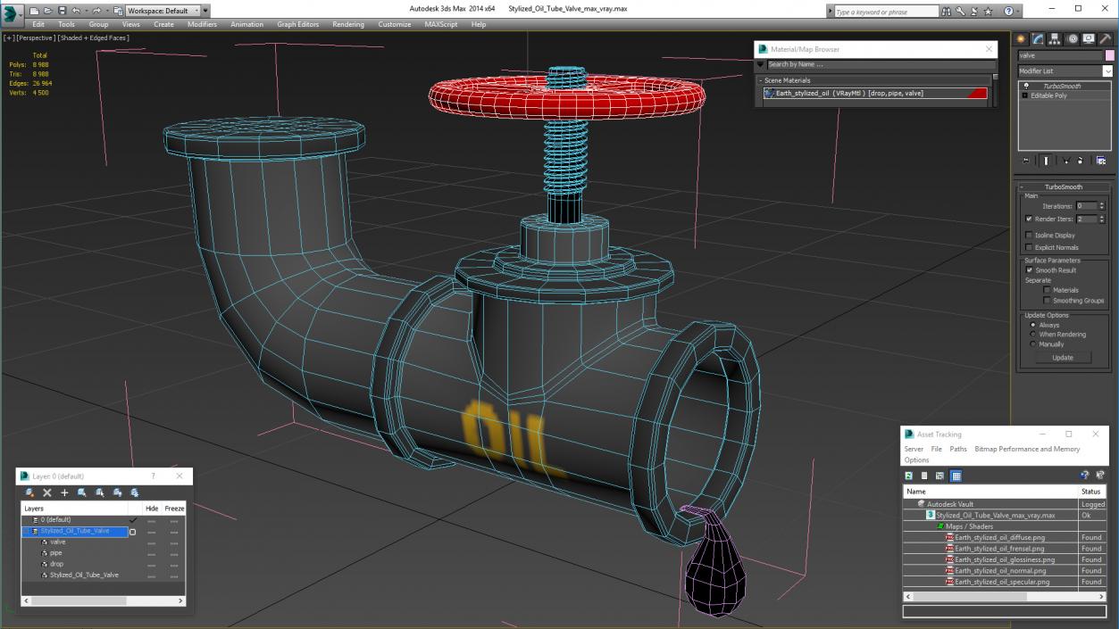 3D Stylized Oil Tube Valve model