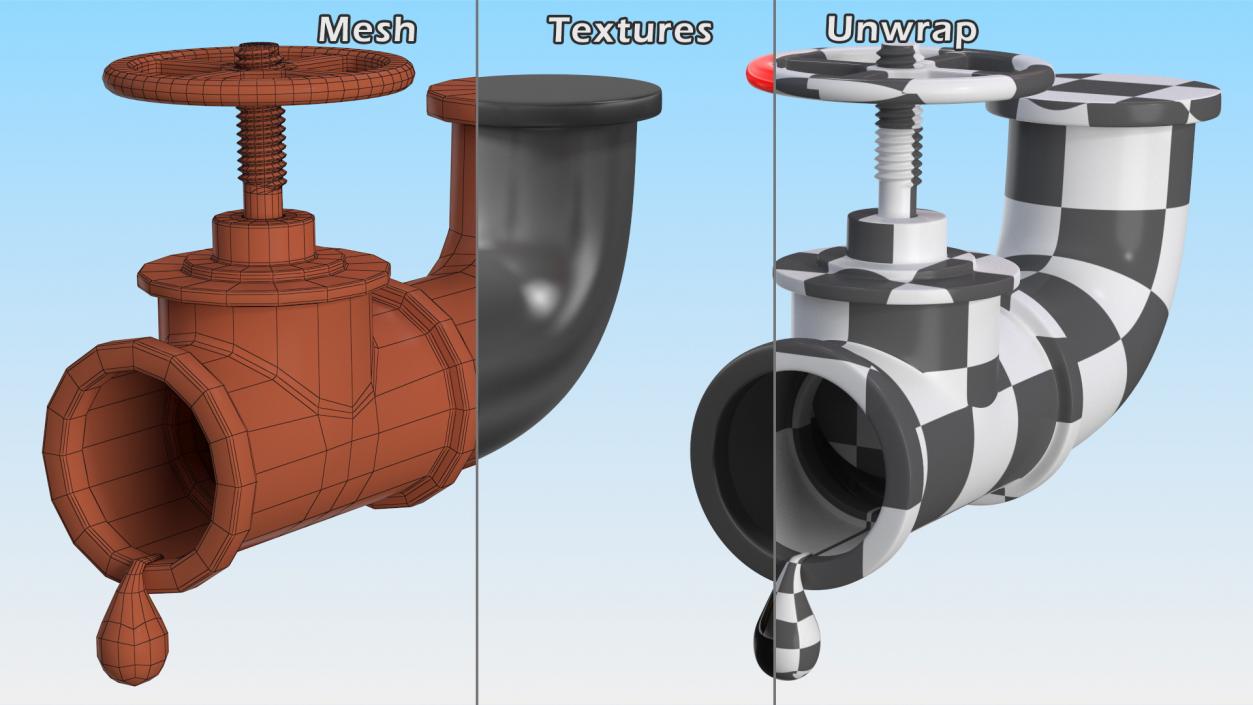 3D Stylized Oil Tube Valve model