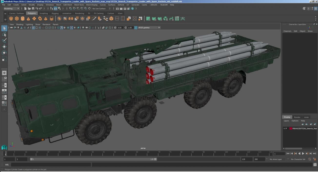 3D model 9T234 Smerch Transporter Loader with Spare Rockets