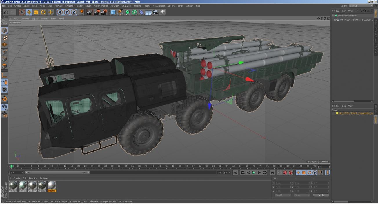 3D model 9T234 Smerch Transporter Loader with Spare Rockets