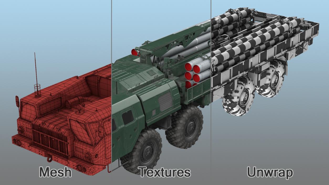 3D model 9T234 Smerch Transporter Loader with Spare Rockets