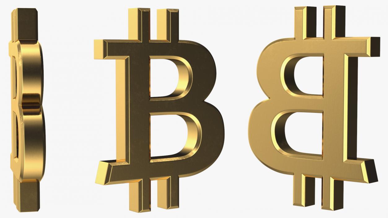 Bitcoin Symbol Gold 3D model