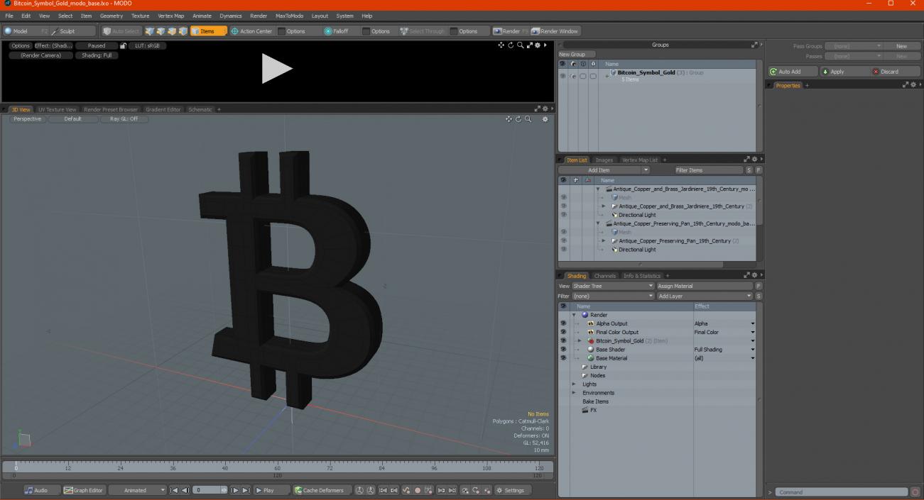 Bitcoin Symbol Gold 3D model