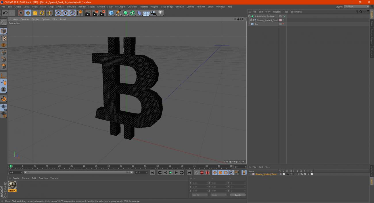 Bitcoin Symbol Gold 3D model